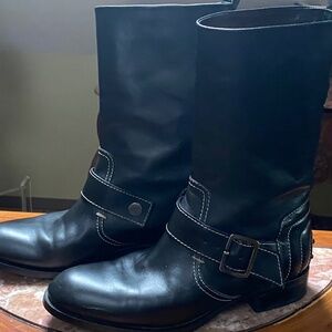 TODS BLACK LEATHER MOTO BOOTS 39